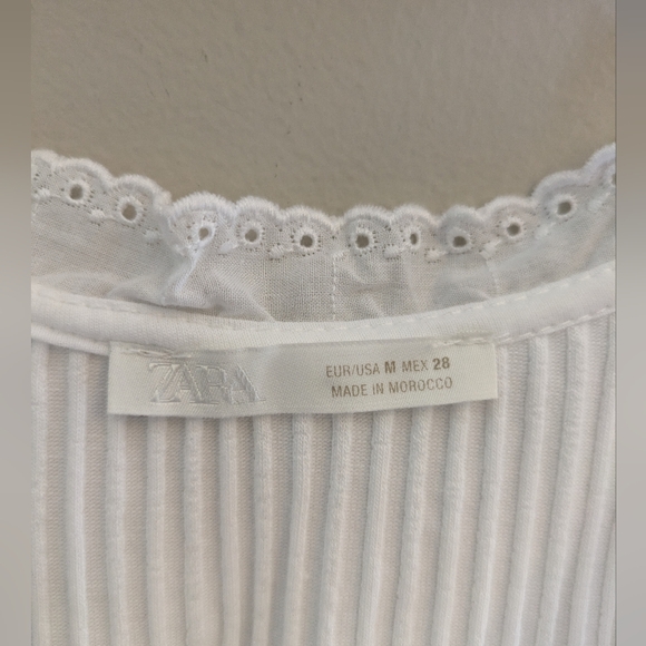 Zara Ribbed Bows And Lace Tank Top Size M - Picture 3 of 8